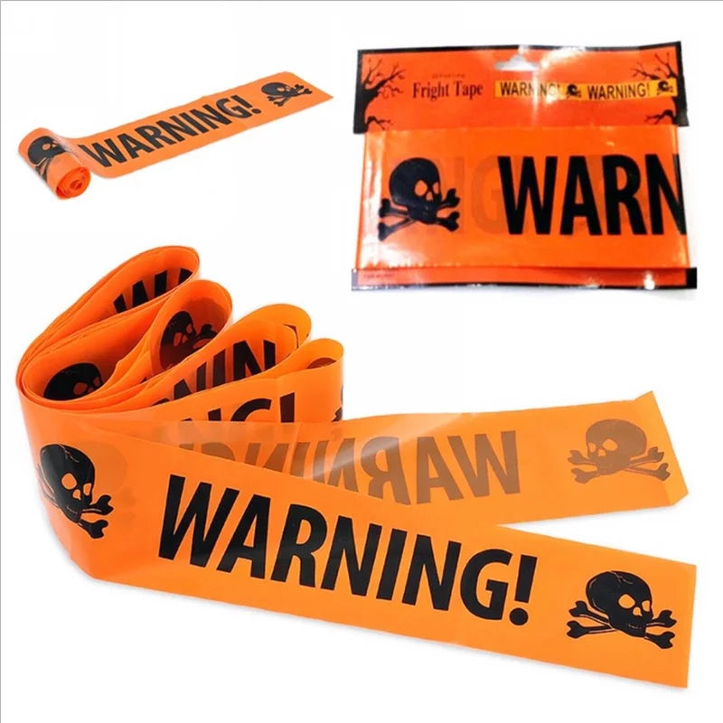 1PC Halloween Props Window Prop Warning line Plastic Skull