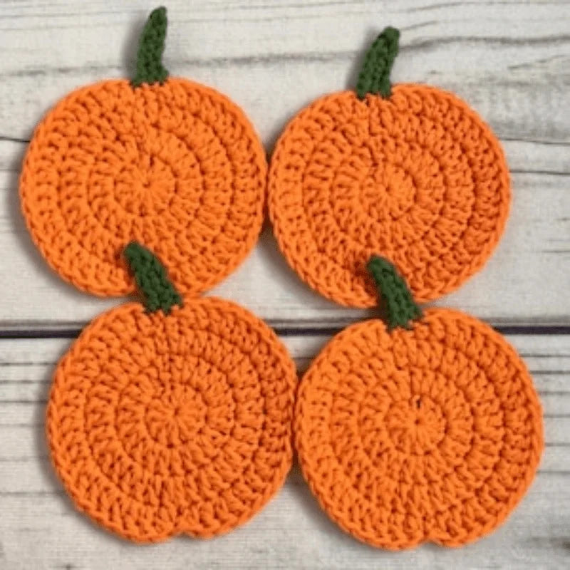 Autumn Crochet Pumpkin Coasters