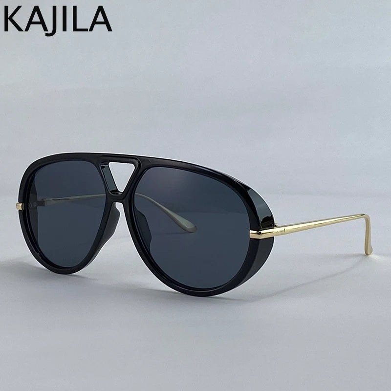 Oversized Pilot Oval Punk Sunglasses