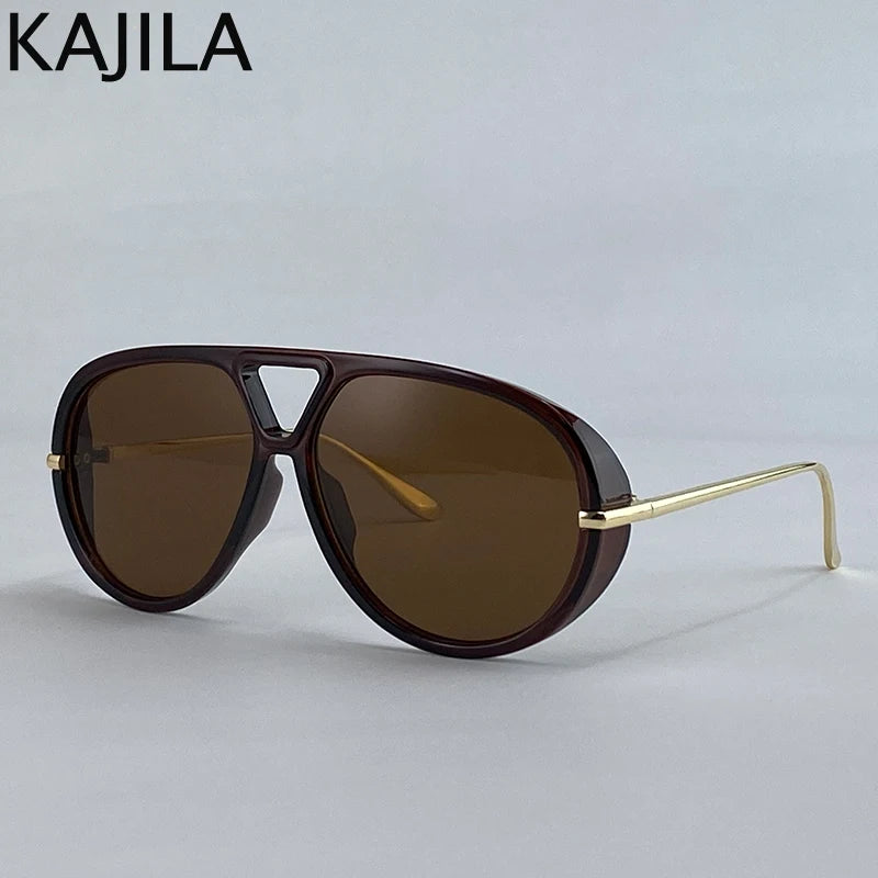 Oversized Pilot Oval Punk Sunglasses