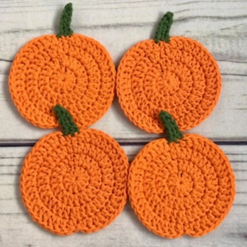 Autumn Crochet Pumpkin Coasters