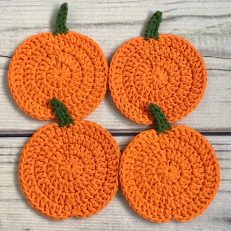 Autumn Crochet Pumpkin Coasters