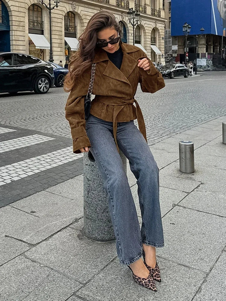 Retro Brown Up Suede Jacket