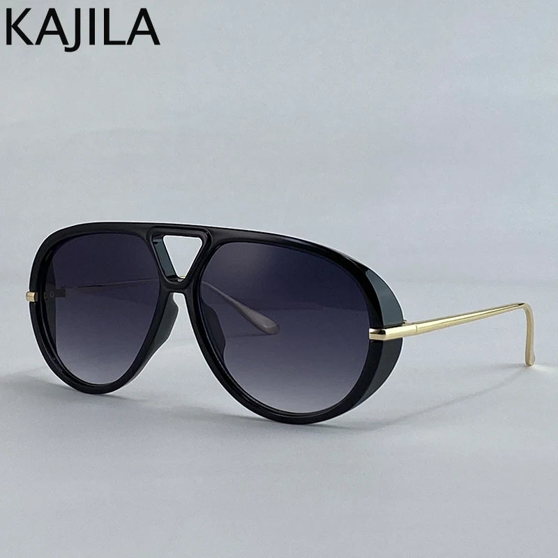 Oversized Pilot Oval Punk Sunglasses
