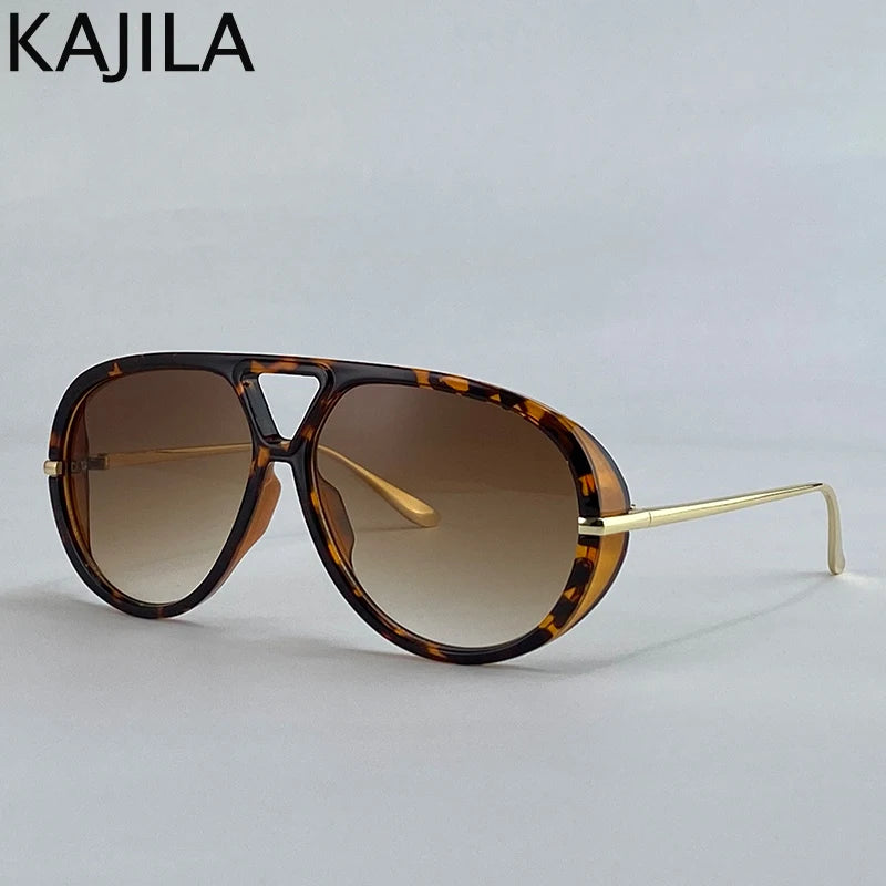 Oversized Pilot Oval Punk Sunglasses