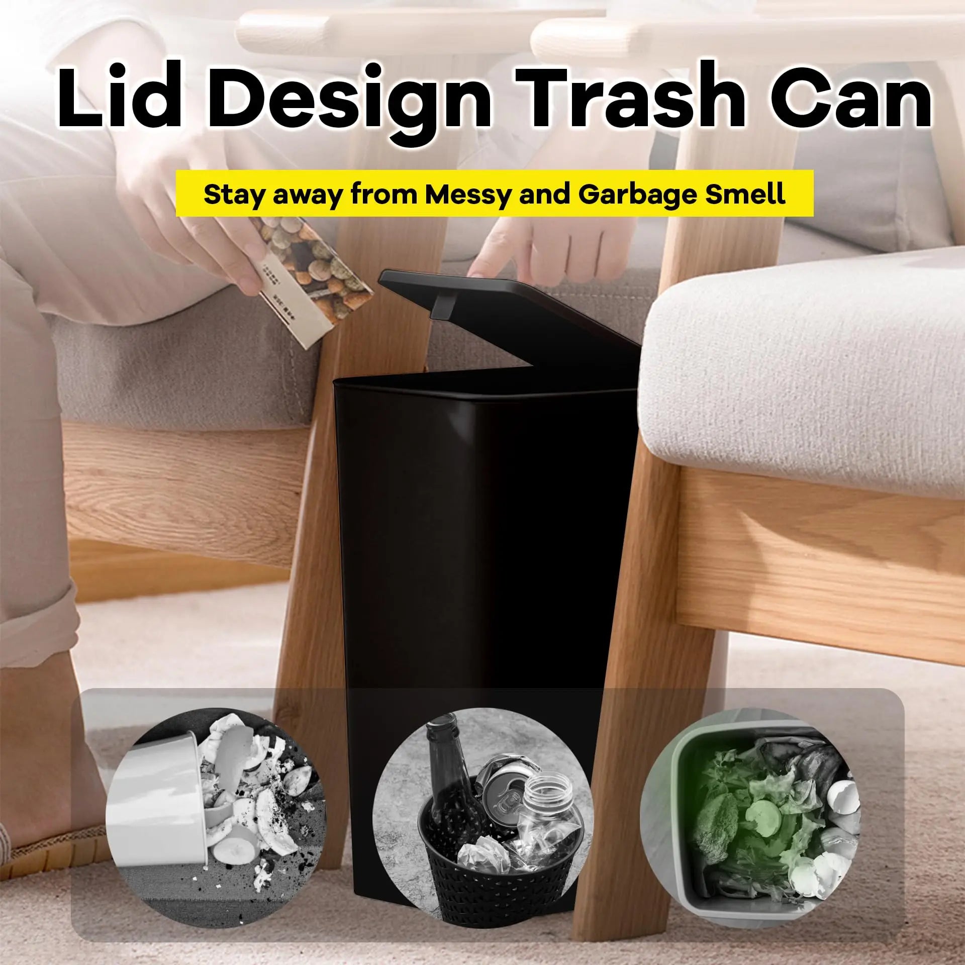 10L Pop-up Lid Bathroom Bin – Modern Design & Everyday Practicality