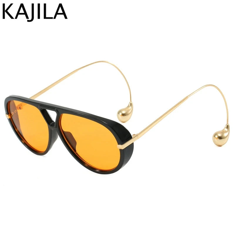 Oversized Pilot Oval Punk Sunglasses