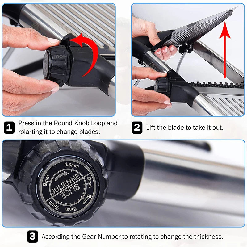Professional Cutting in Seconds with the Adjustable Stainless Steel Mandoline