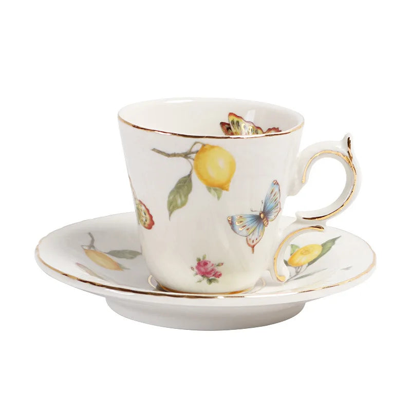 European Lemon Espresso Cups Retro Elegant Ceramic