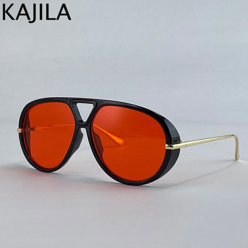 Oversized Pilot Oval Punk Sunglasses