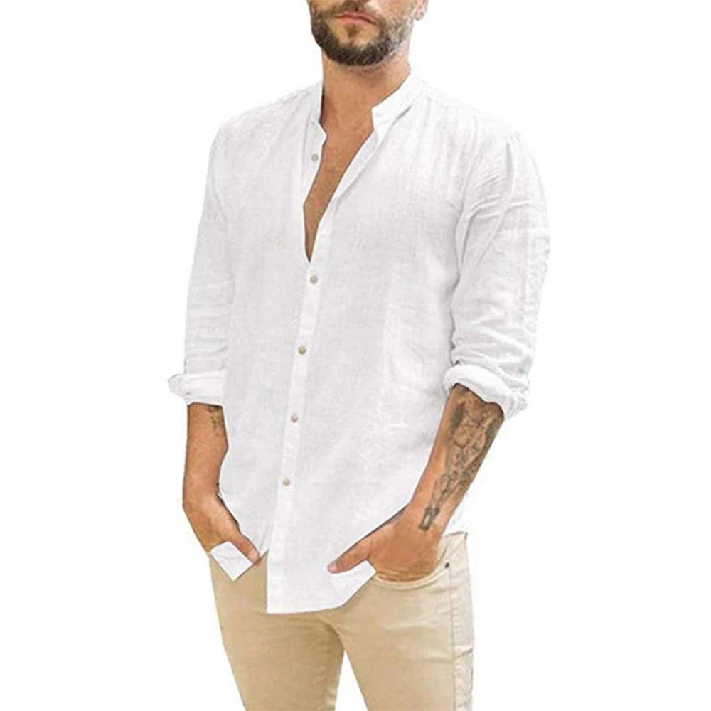 Cotton Linen Long-Sleeved Shirts Summer