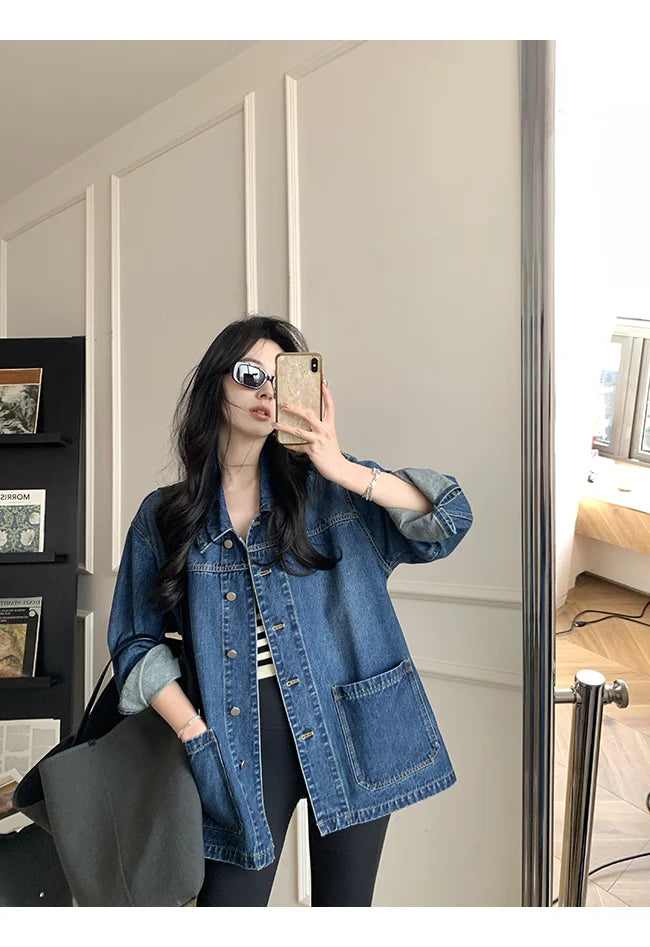 Casual Loose Denim Pockets Retro Jacket