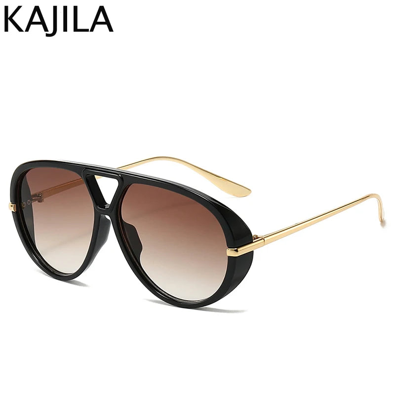 Oversized Pilot Oval Punk Sunglasses