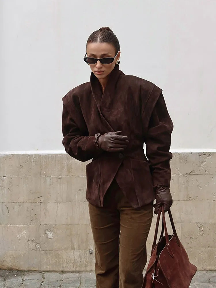 Retro Brown Up Suede Jacket