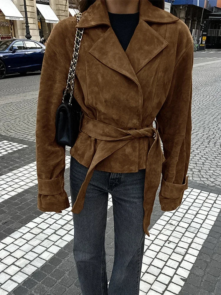 Retro Brown Up Suede Jacket