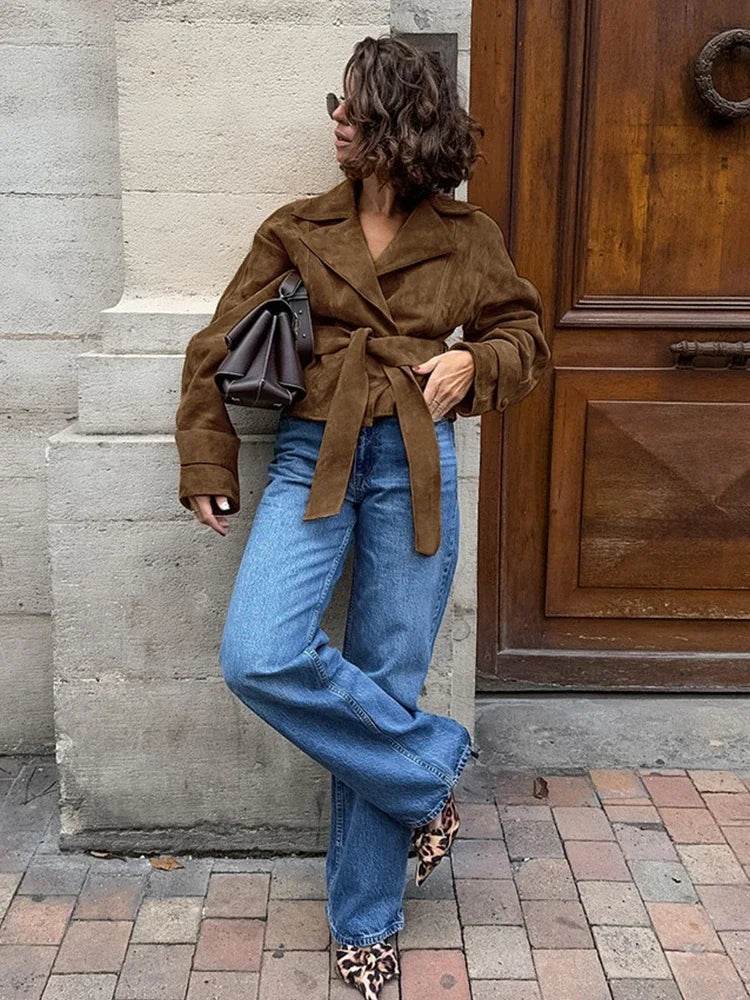 Retro Brown Up Suede Jacket