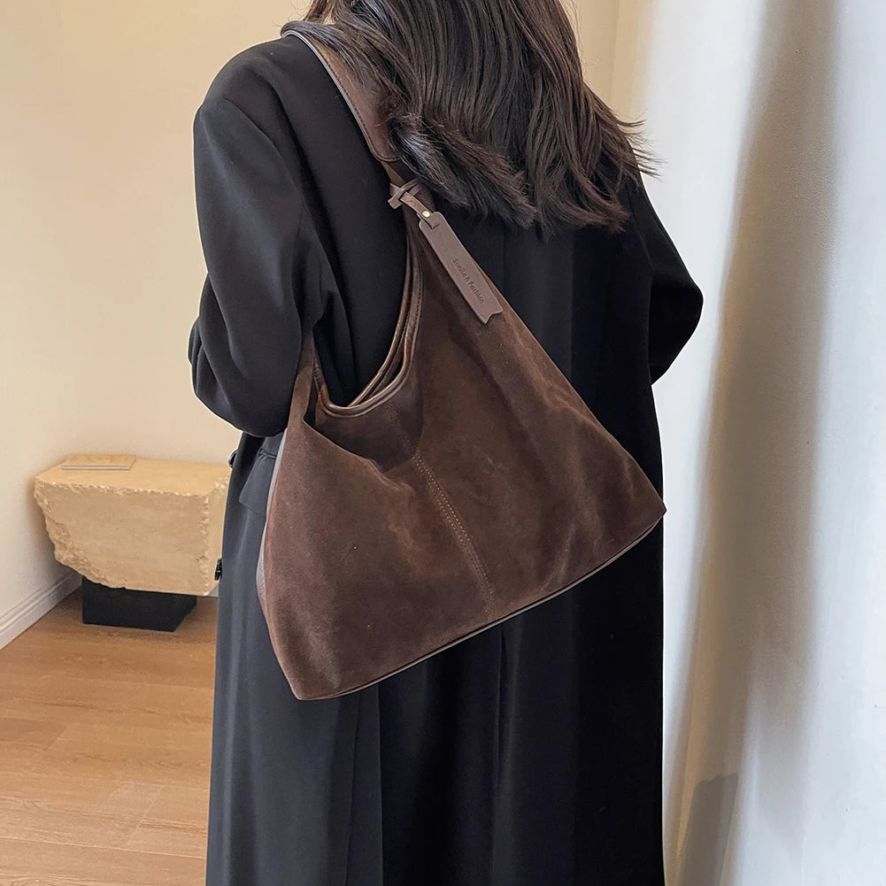 Suede Hobo Bag Vintage Shoulder