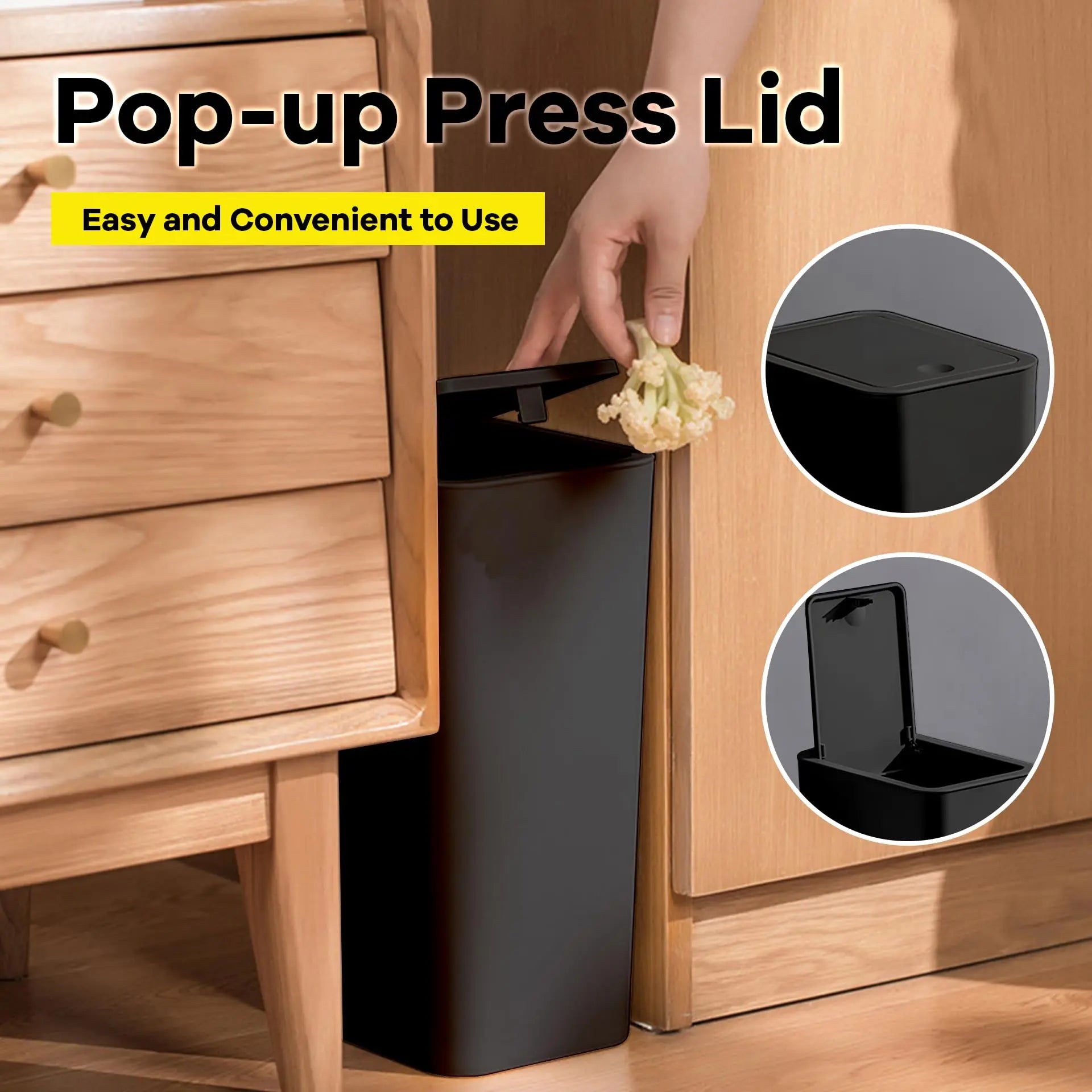10L Pop-up Lid Bathroom Bin – Modern Design & Everyday Practicality
