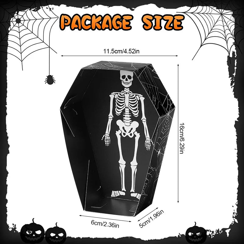 12/24Pcs Halloween Coffin Paper Food Serving Trays Candy