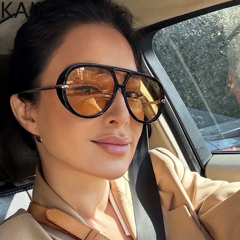 Oversized Pilot Oval Punk Sunglasses