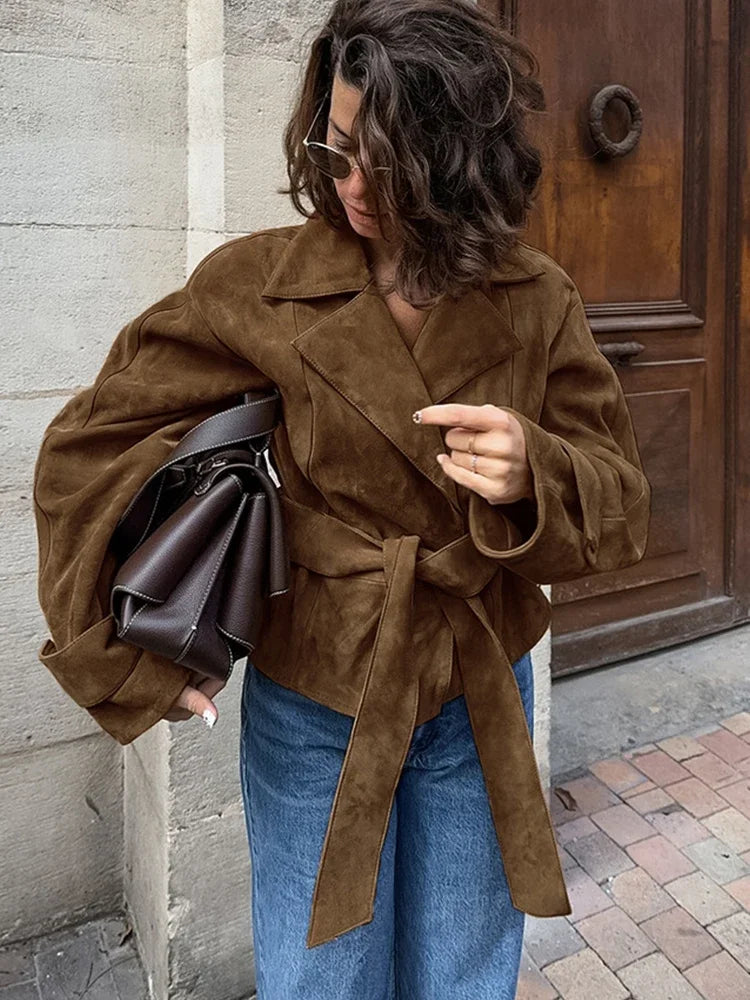 Retro Brown Up Suede Jacket