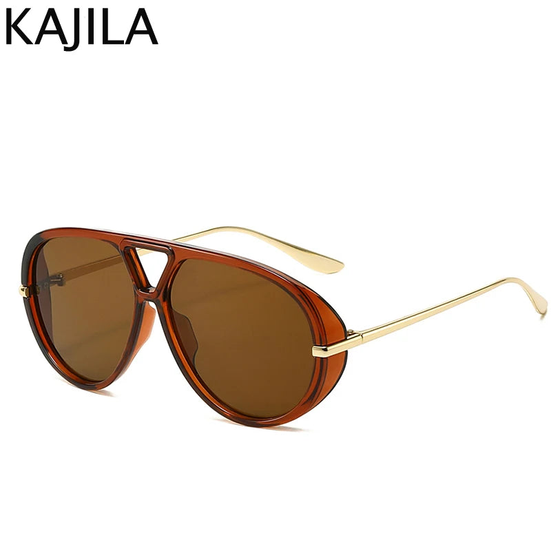 Oversized Pilot Oval Punk Sunglasses