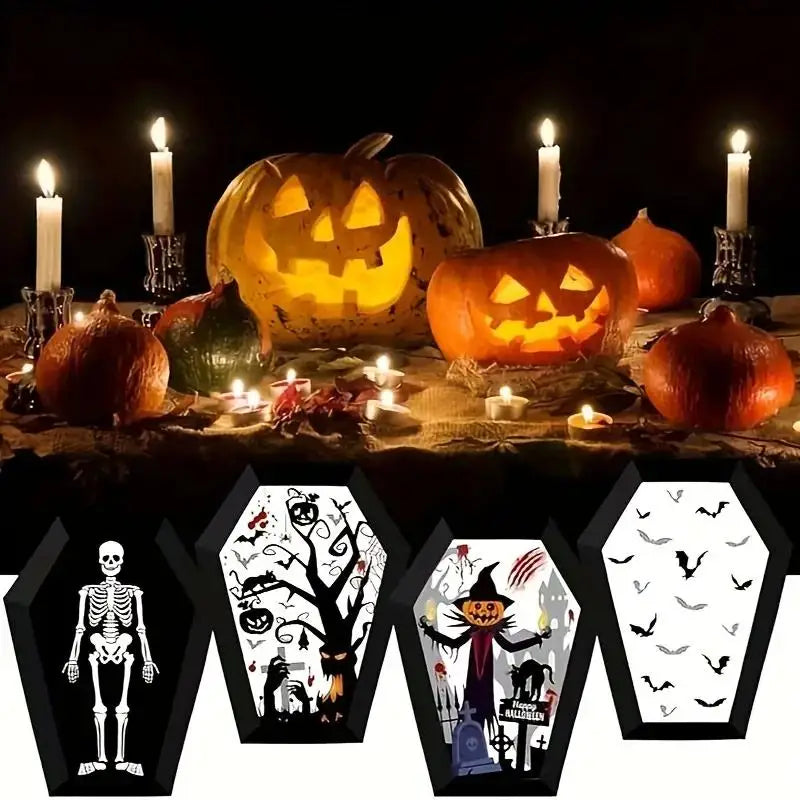 12/24Pcs Halloween Coffin Paper Food Serving Trays Candy