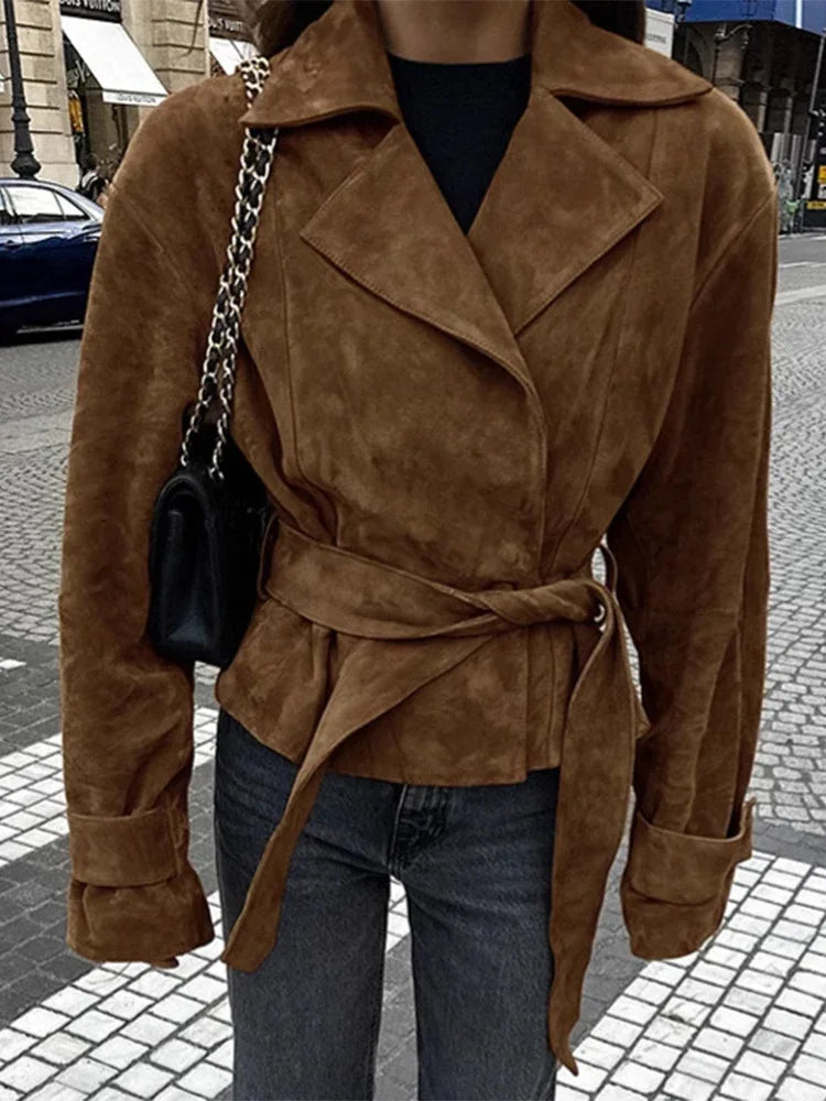 Retro Brown Up Suede Jacket
