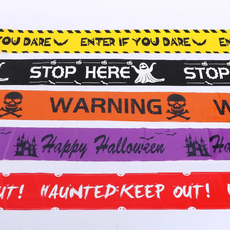 1PC Halloween Props Window Prop Warning line Plastic Skull