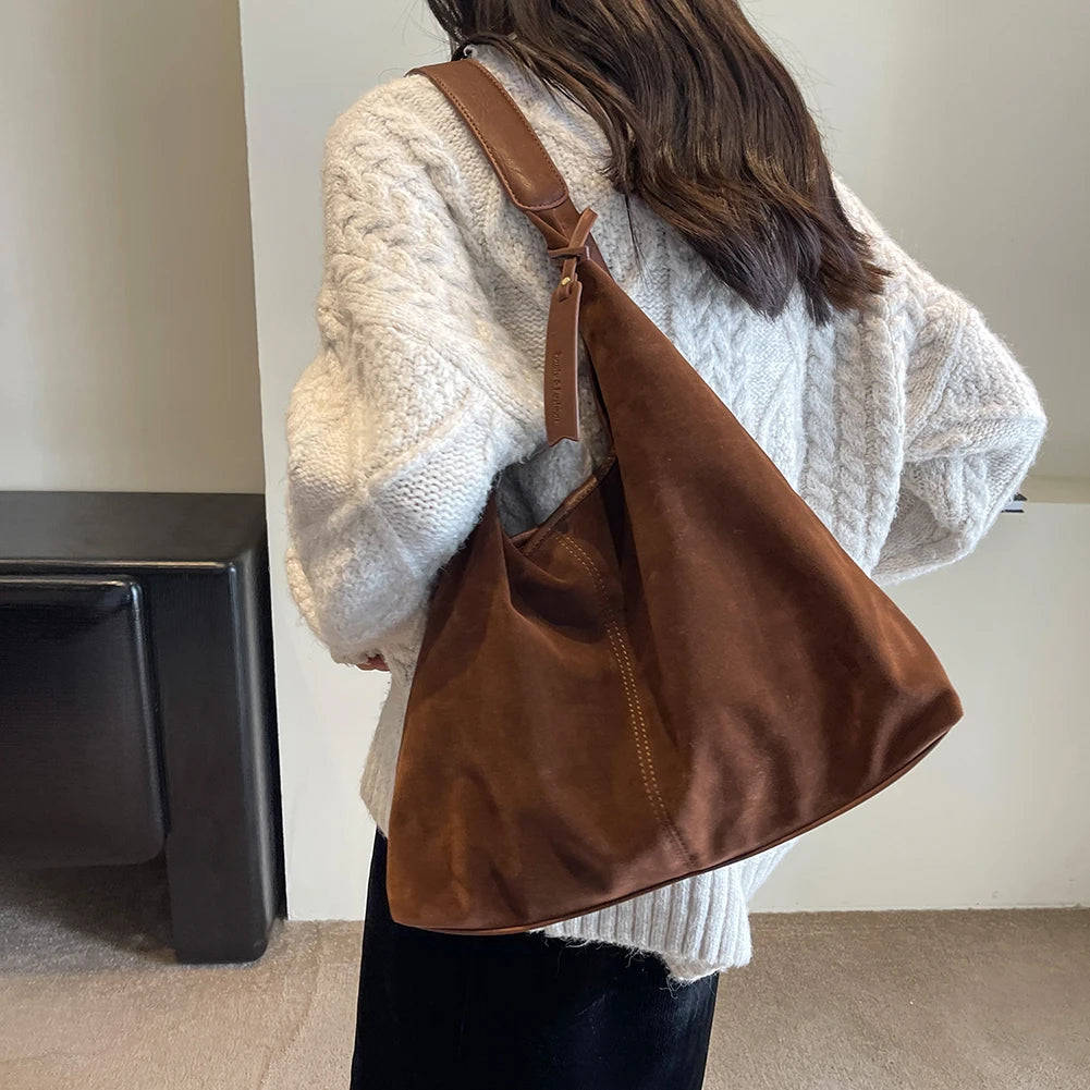 Suede Hobo Bag Vintage Shoulder