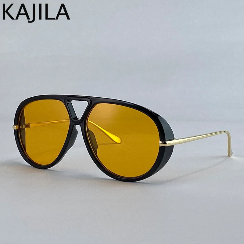 Oversized Pilot Oval Punk Sunglasses