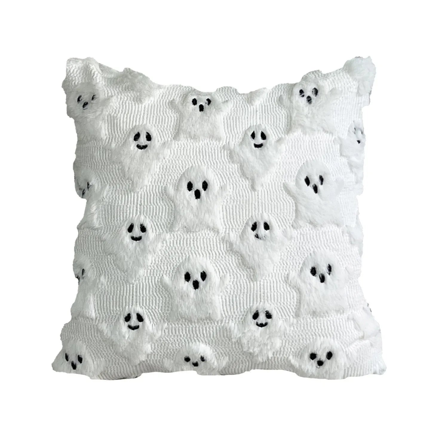 Ghost Pumpkin Plush Faux Fur Pillow Covers