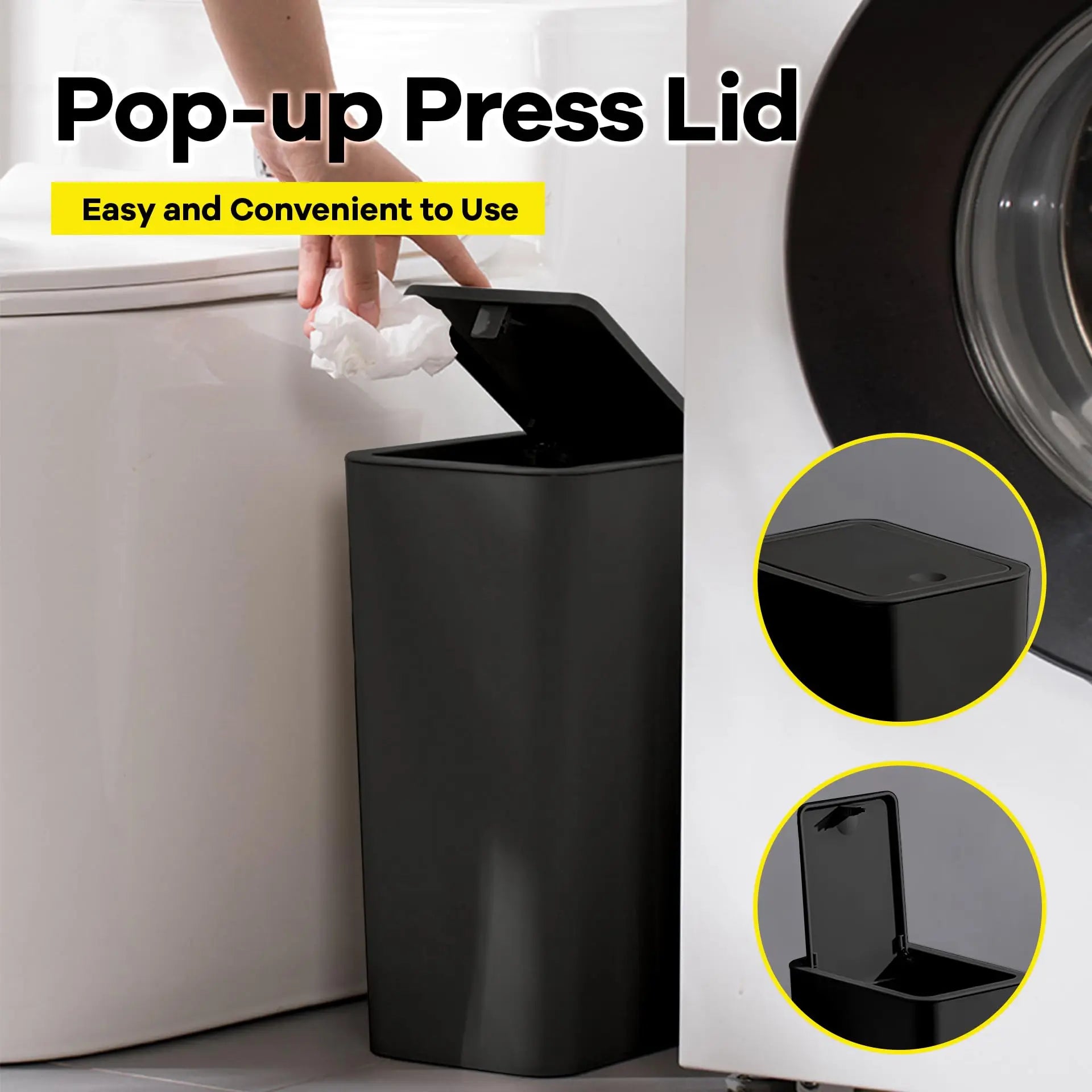 10L Pop-up Lid Bathroom Bin – Modern Design & Everyday Practicality