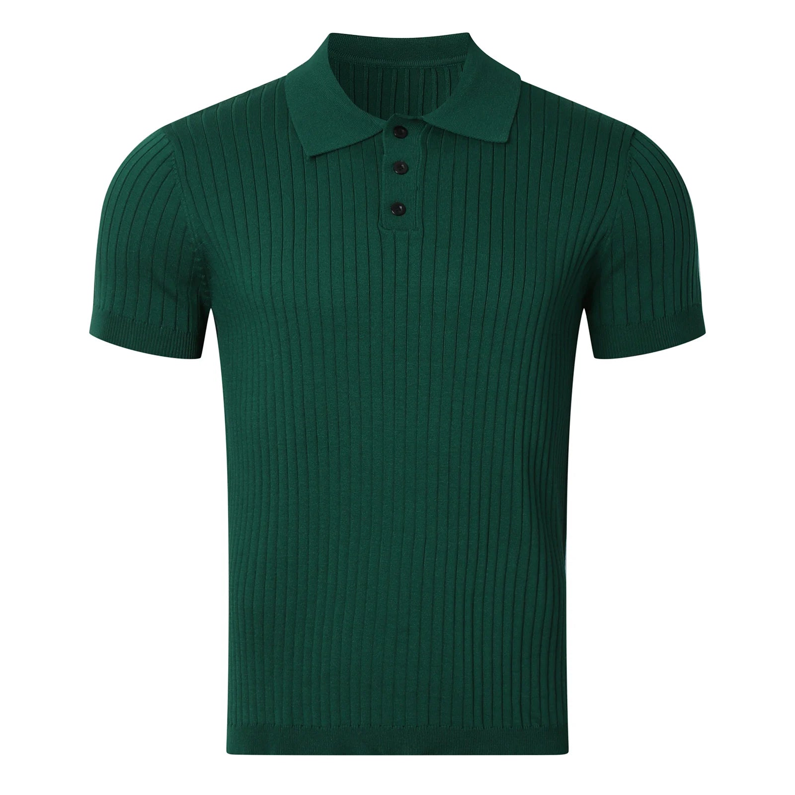 Clothing Retro Knit Lapel Striped Polo Shirt