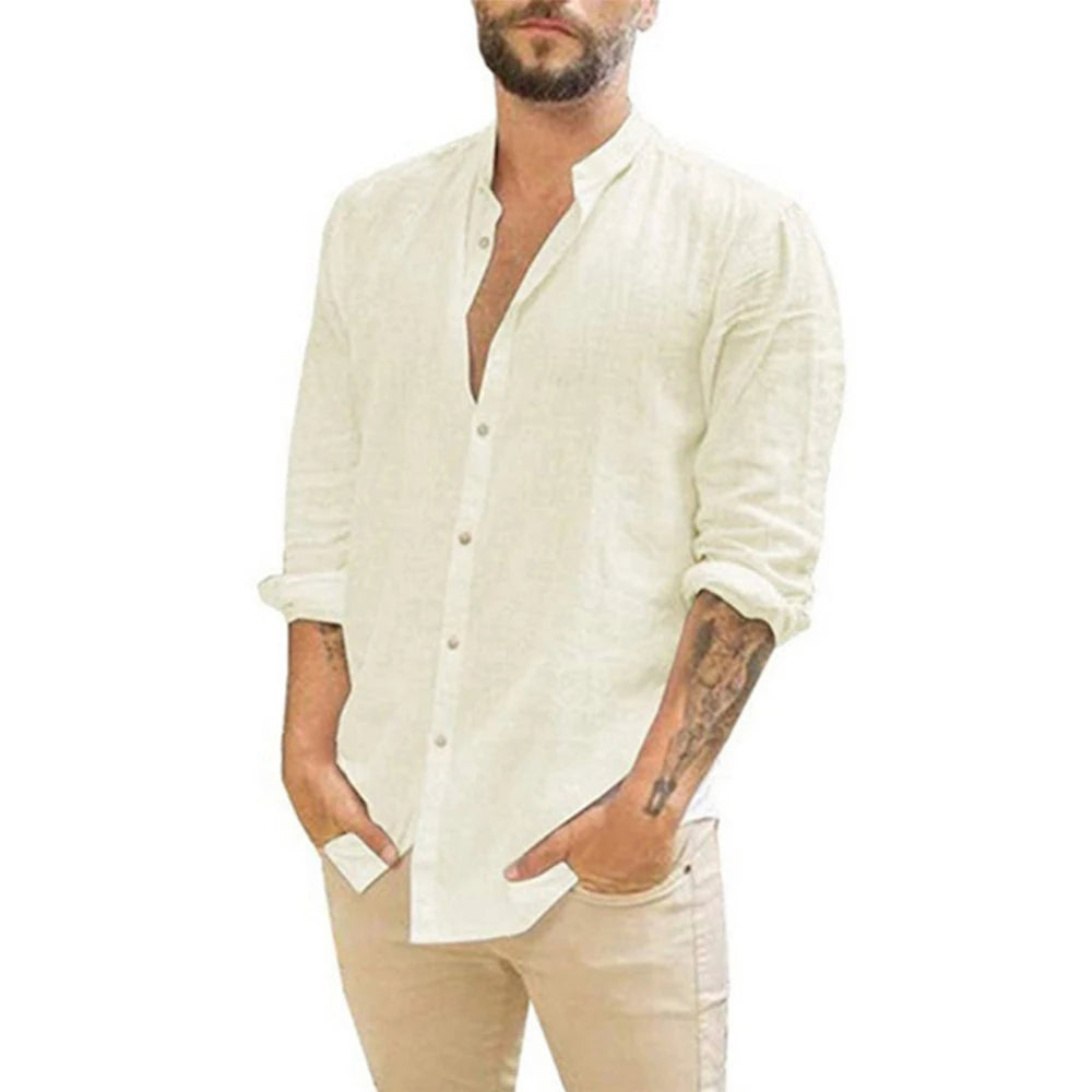 Cotton Linen Long-Sleeved Shirts Summer