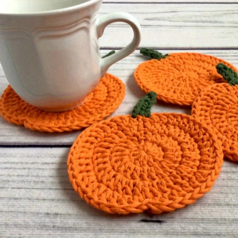 Autumn Crochet Pumpkin Coasters