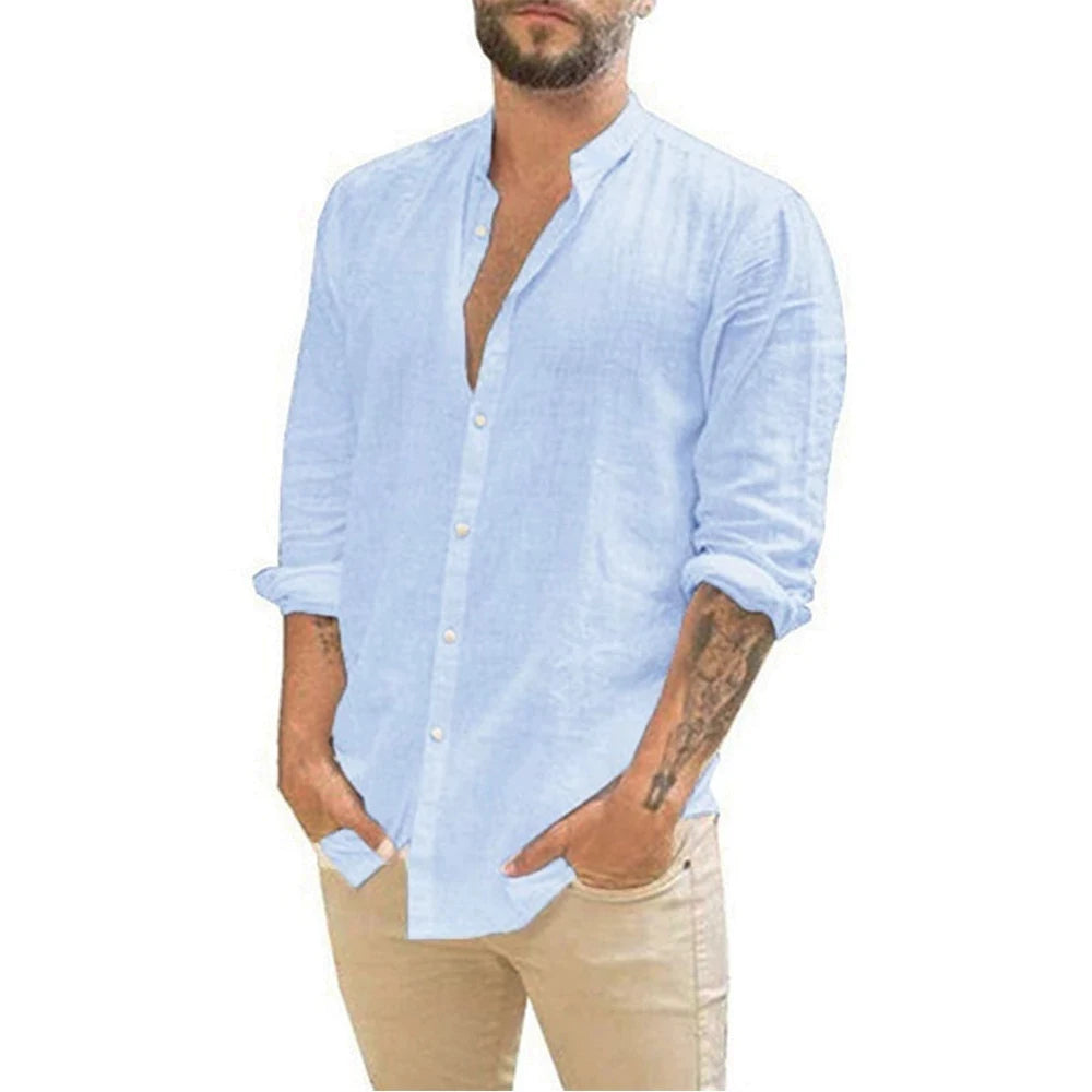 Cotton Linen Long-Sleeved Shirts Summer