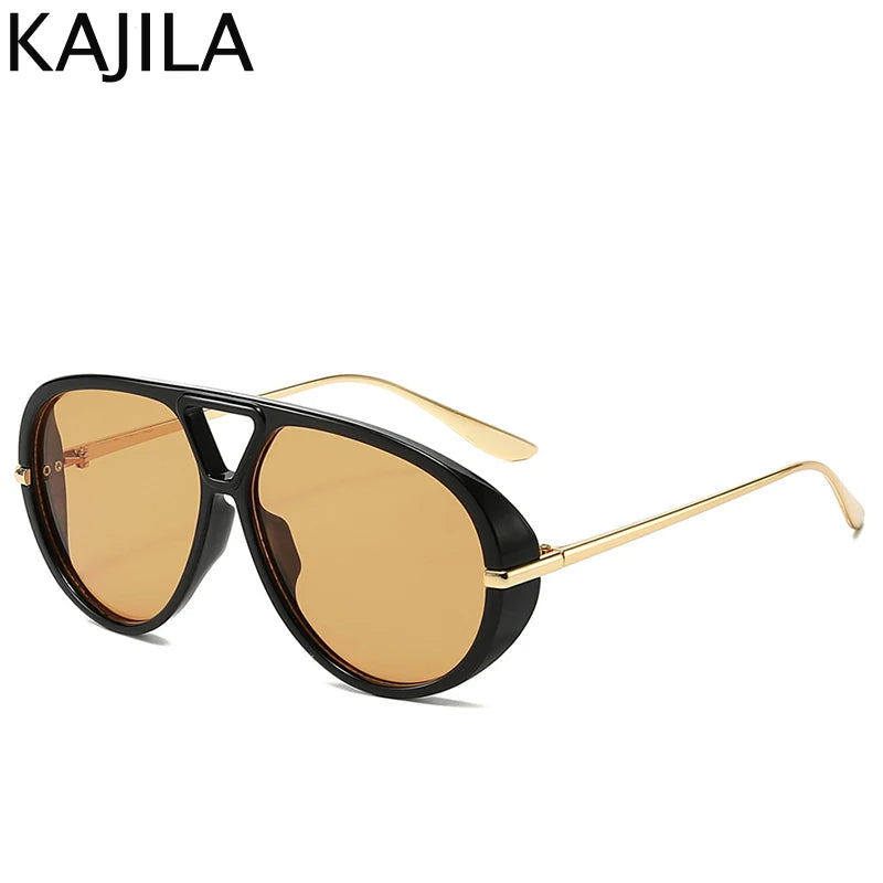 Oversized Pilot Oval Punk Sunglasses