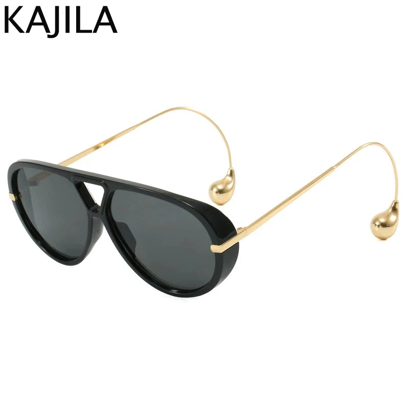 Oversized Pilot Oval Punk Sunglasses