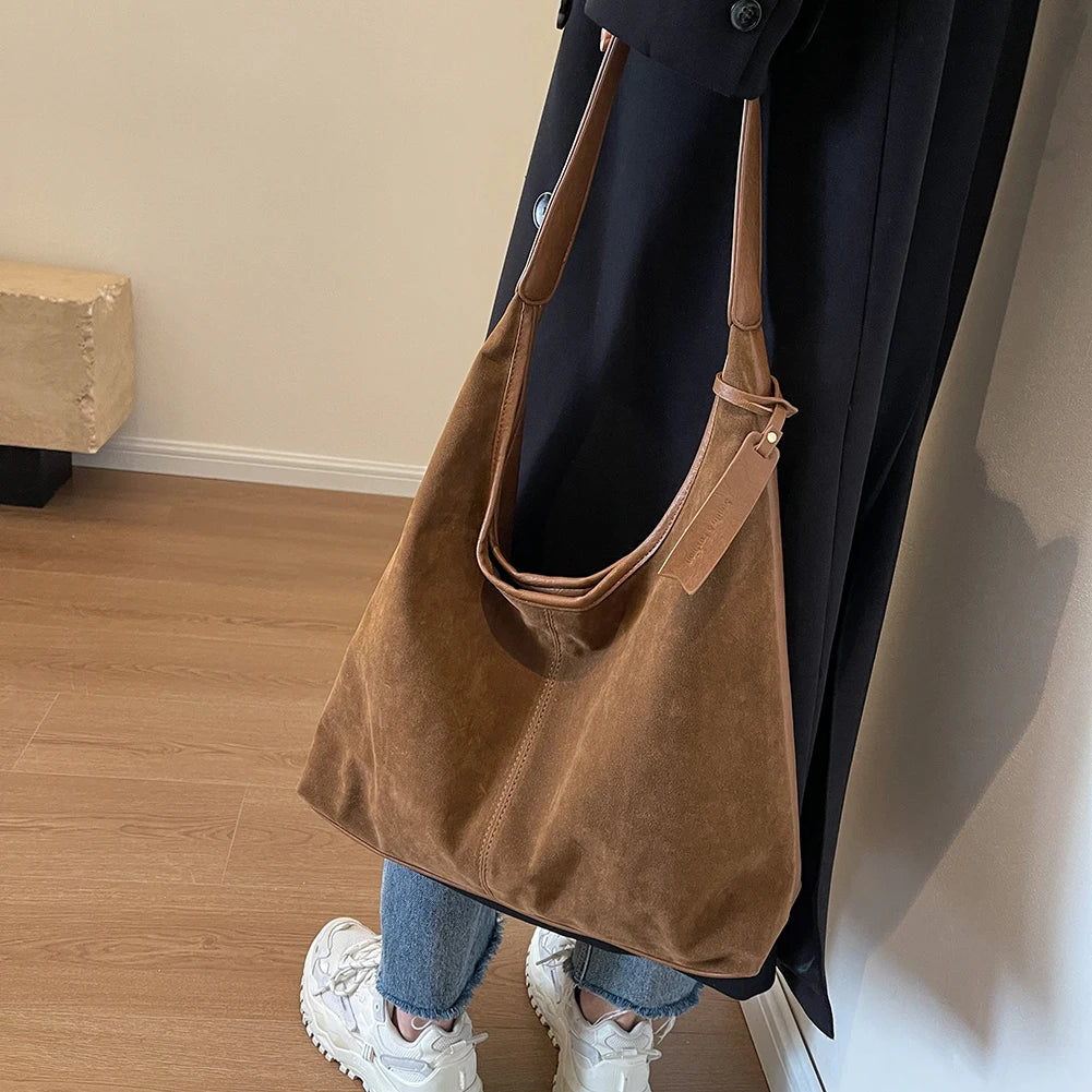 Suede Hobo Bag Vintage Shoulder