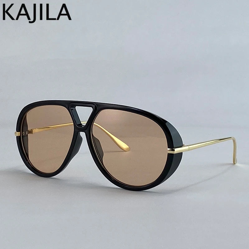 Oversized Pilot Oval Punk Sunglasses