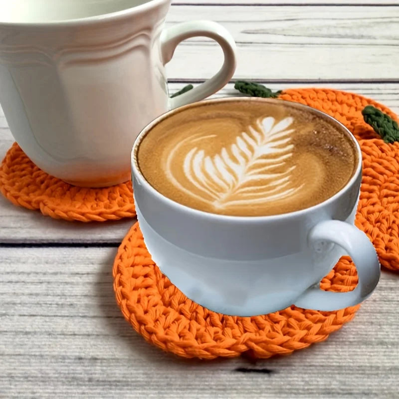 Autumn Crochet Pumpkin Coasters