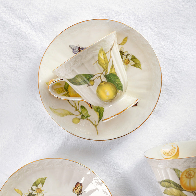 European Lemon Espresso Cups Retro Elegant Ceramic