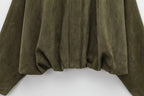 Women Brown Green Suede Jacket Loose