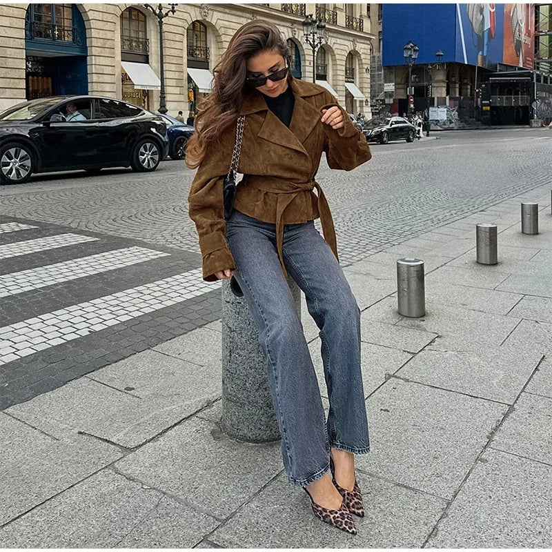 Retro Brown Up Suede Jacket