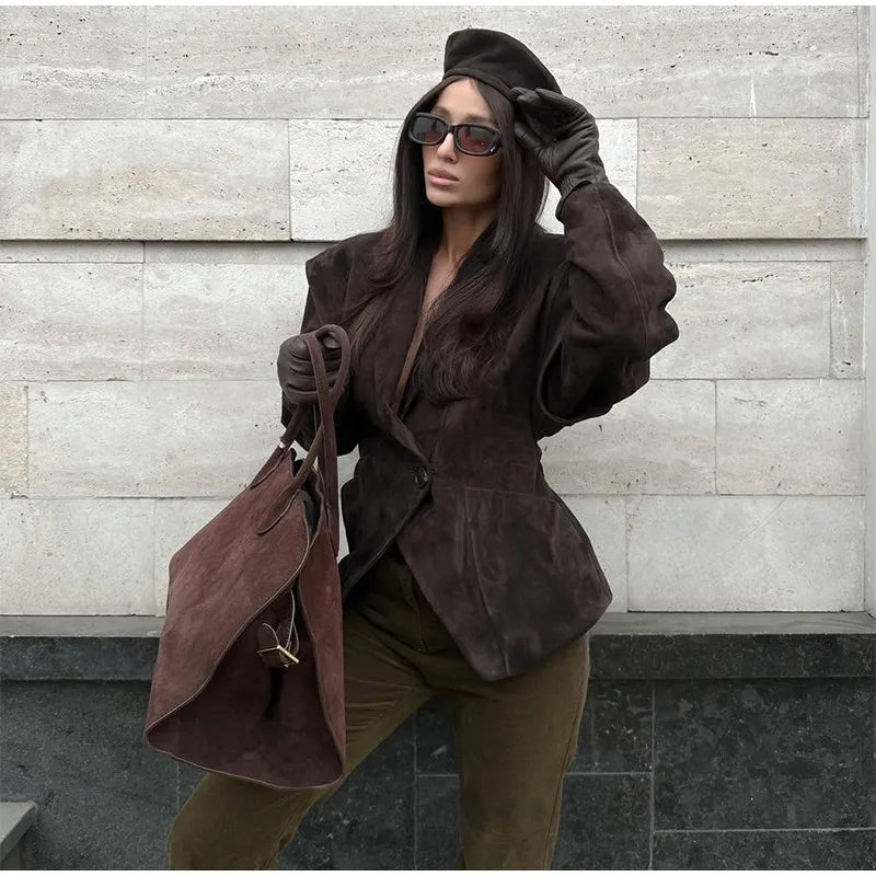 Retro Brown Up Suede Jacket