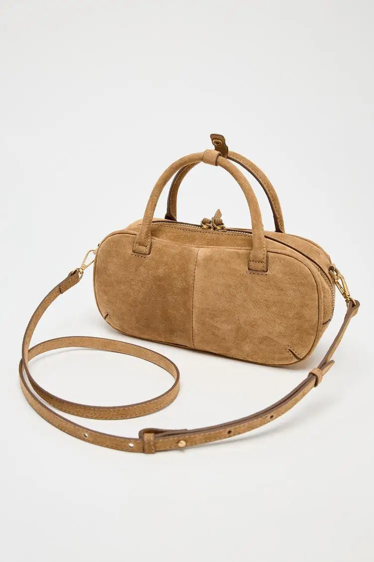 Mini Double Handle Suede Bag
