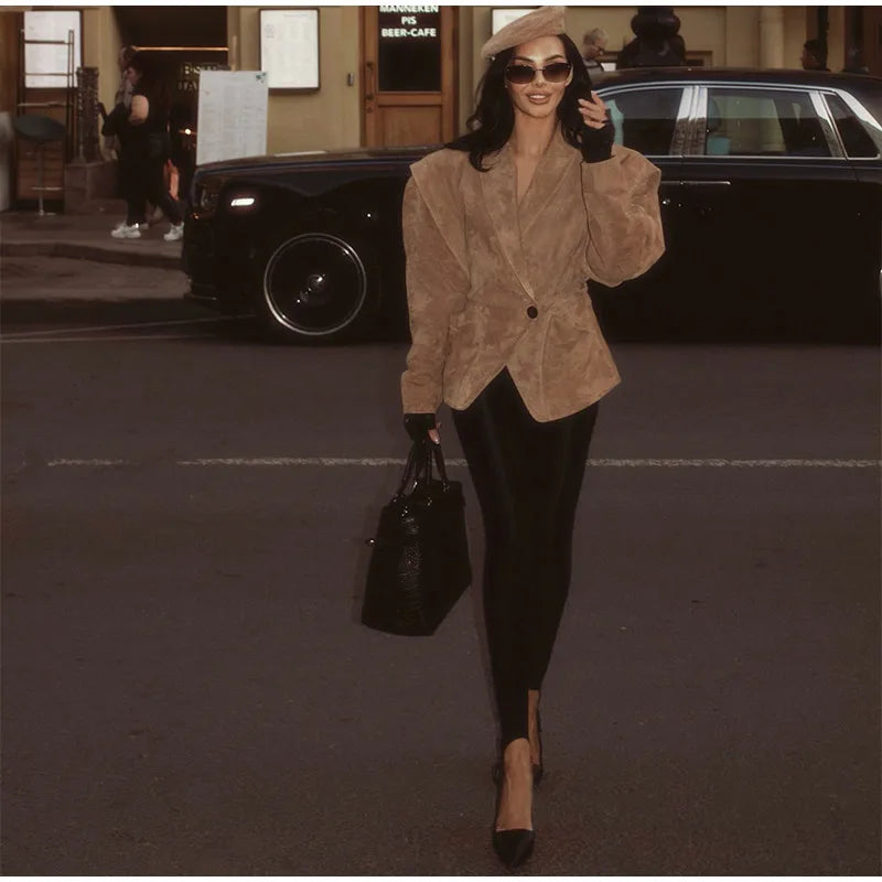 Retro Brown Up Suede Jacket