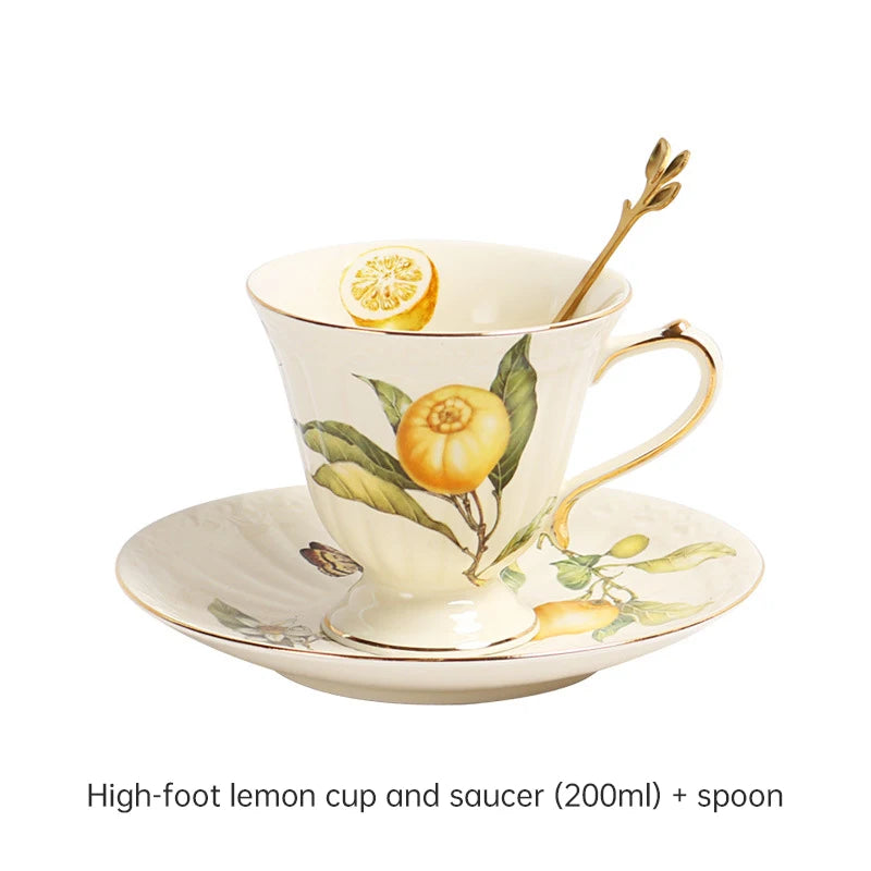 European Lemon Espresso Cups Retro Elegant Ceramic