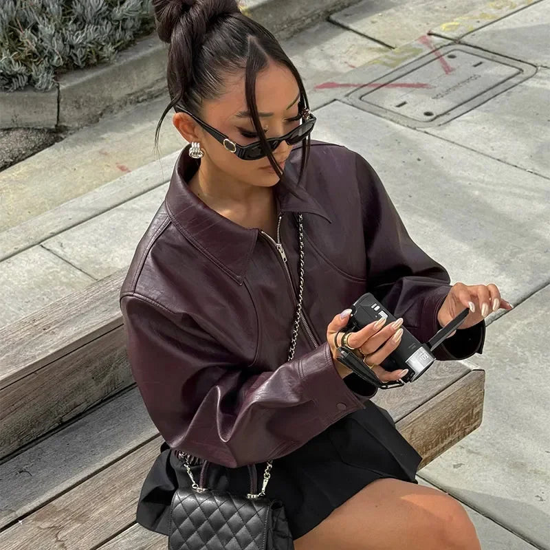 Vintage Wine Red Loose Jacket
